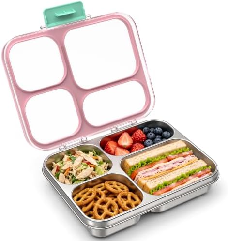 HOMEKOL Stainless Steel Lunch Box for Kids, 4-Compartment
