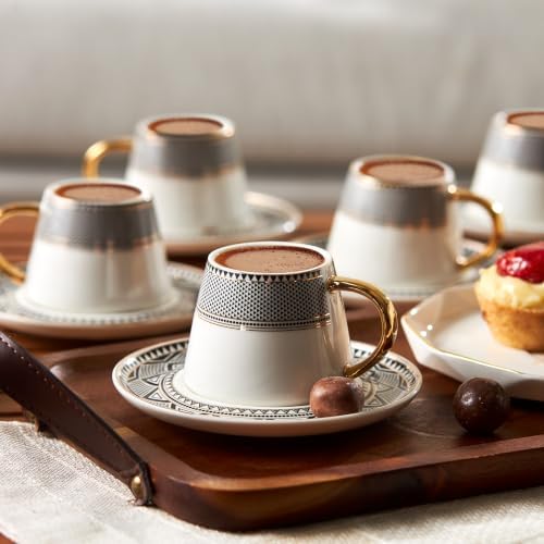 KARACA Globe Turkish Coffee Cup Set of 6, 80ml, 2.7 oz, Small Espresso