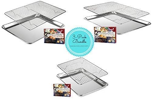 3 Pack Stainless Steel Wire Cooling, Baking, Roasting Rack with
