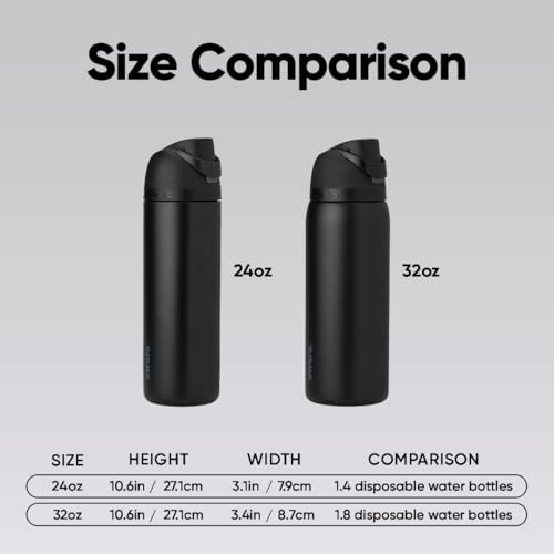 Owala FreeSip Stainless Steel Water Bottle 32 oz Very, Very Dark