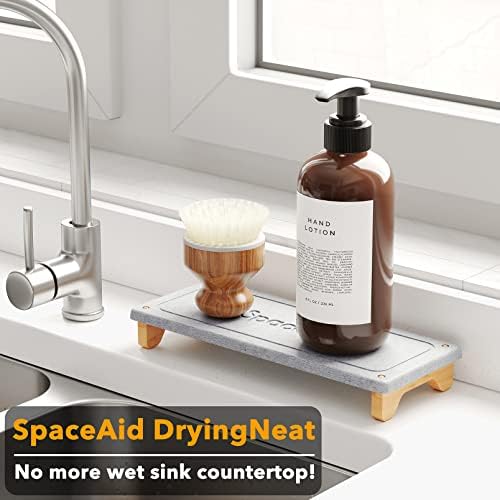 SpaceAid DryingNeat Sink Organizer, Bamboo Feet, Gray