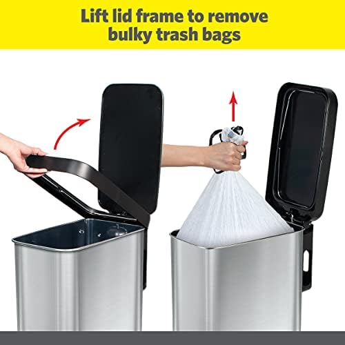 Glad Slim Trash Can, 12 Gallon, Stainless Steel