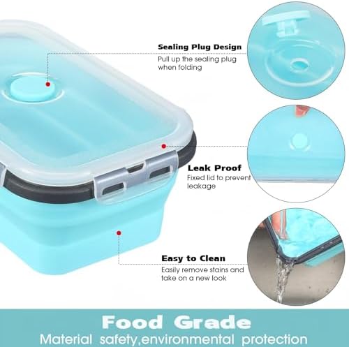 Mimorou 8 Pcs Collapsible Food Storage Containers Foldable Silicone
