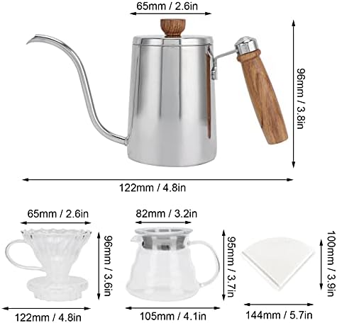 Pour Over Coffee Maker Set, 5-Piece Drip Coffee Kit with Glass