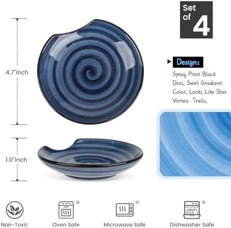 KitchenTour Spoon Rest for Stove Top, 4.7 inch Ceramic Spoon Holder