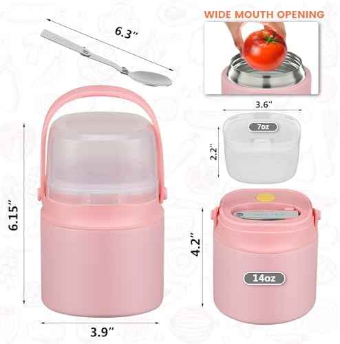 2-in-1 14oz Stainless Steel Soup Thermo with Snack Box