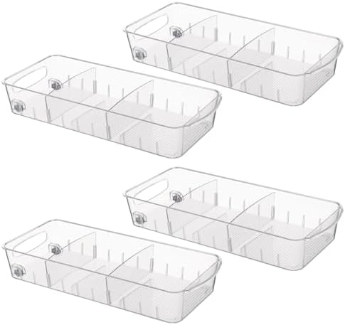 4 PCS Fridge Organizer Bins With Wheels, Roll Out Refrigerator