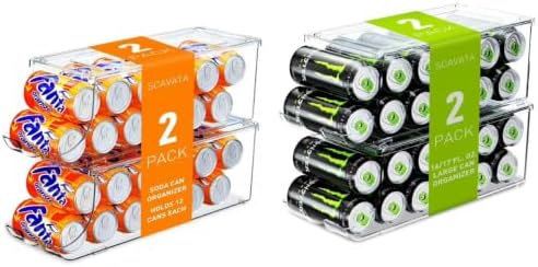 SCAVATA 2 Pack Standard Can Organizer & 2 Pack Tall Can Organizer for