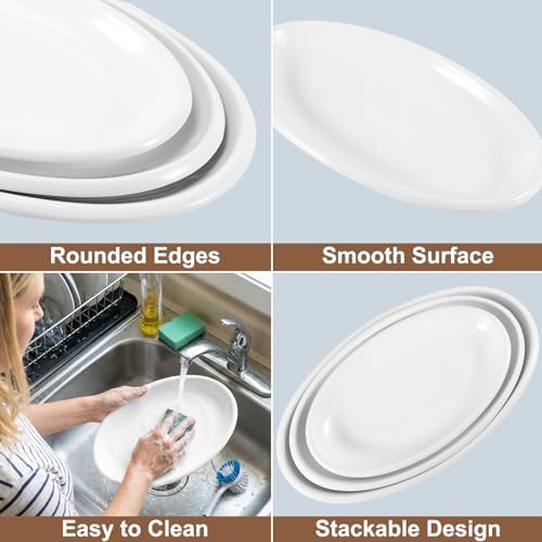 Porcelain Serving Platters Set of 3, 16/14/12 Inch Oval Plates