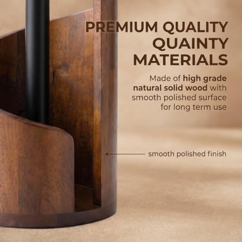Wooden Paper Towel Holder, Brown, for Jumbo Rolls