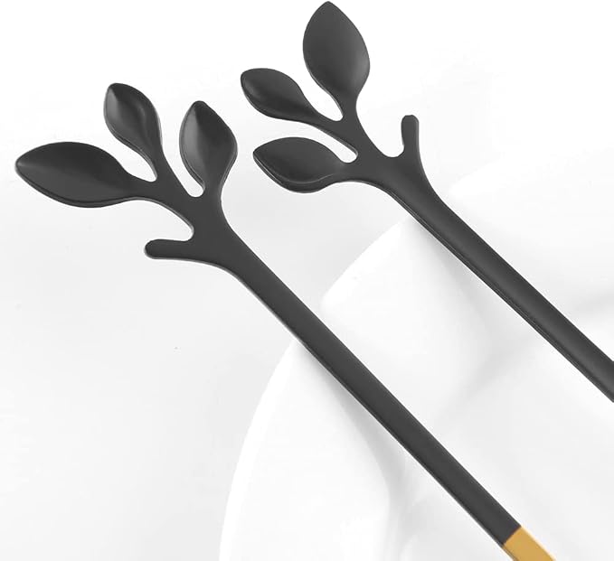 AnSaw Elegant Black & Gold Leaf Espresso Spoons - Image 6