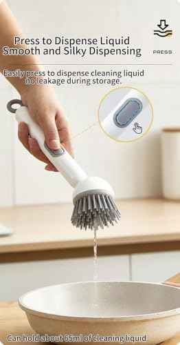 Dish Brush, 6-in-1 with Detergent Dispenser