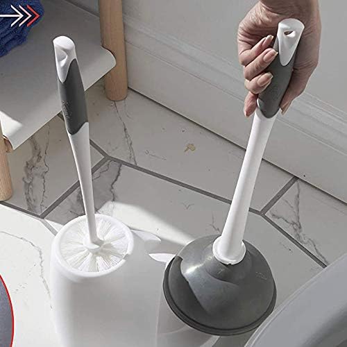 Clorox Toilet Plunger and Brush Set, White and Gray