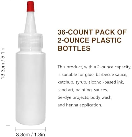 36 Pcs 2 oz Small Plastic Squeeze Condiment Bottles with Red Tip