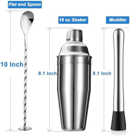 ZPUFAW 5-Piece Cocktail Shaker Set Shaker Strainer Jigger T-Mixing
