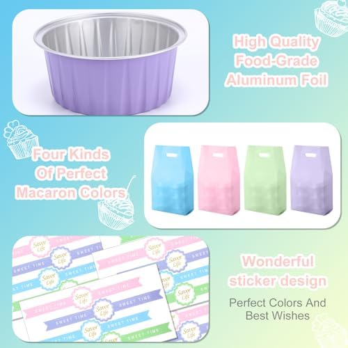 848 Pcs Macaron Mini Cake Pans Set Aluminum Foil Baking Cups