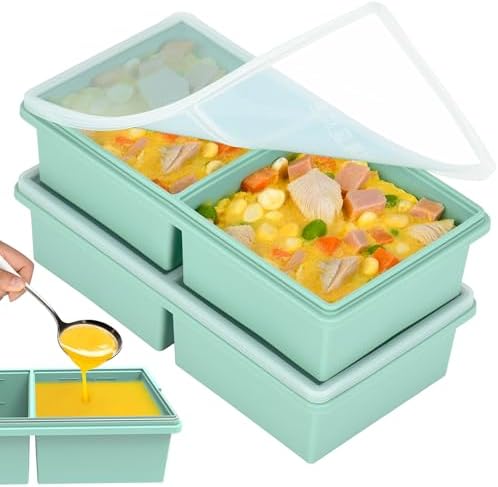 2 cup Silicone Freezer Trays with Lids, Silicone Soup Freezer Mold