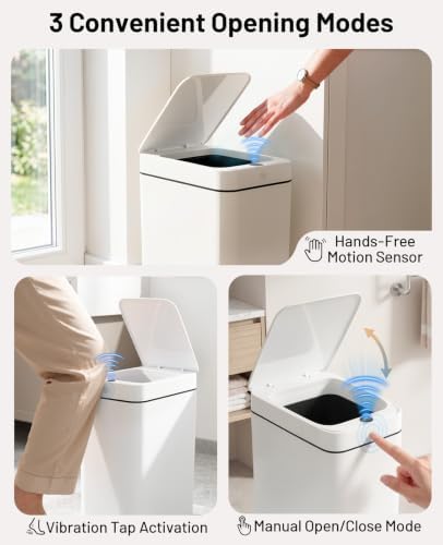 Luxspire Motion Sensor Bathroom Trash Can, 4.5 Gallon, 2 Pack