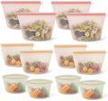 12-Packs Slider Reusable Silicone Food Storage Bags, 100% Silicone
