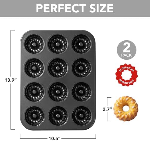 Tiawudi Mini Fluted Tube Cake Pan, 12 Cavity Baking Pan, Non-stick
