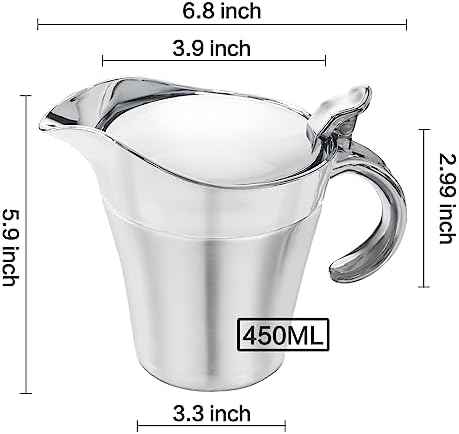 Gravy Boat Stainless Steel Double Insulated Sauce Jug with Hinged Lid