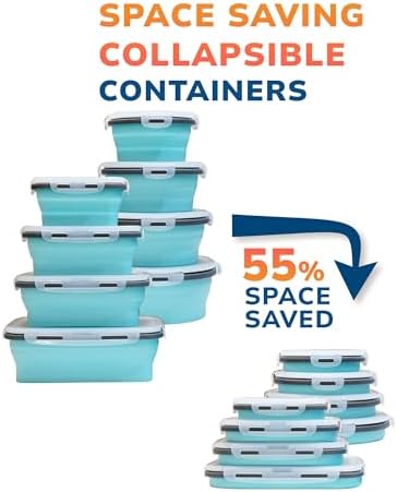 Lunememo 16 Pack Collapsible Silicone Food Storage Containers with