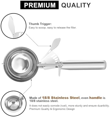 Cookie Scoops Set of 3 Ice Cream Scoop with Trigger 18/8 Stainless