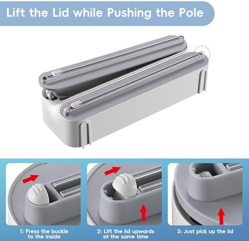 Magnetic Plastic Wrap Dispenser with Cutter,3 in 1 Aluminum Foil wrap Organizer,Upgrade Practical Refillable Cling Wrap Film Cutter，Wall Mount Kitchen Wrap Dispenser - Fits 12" Roll, White