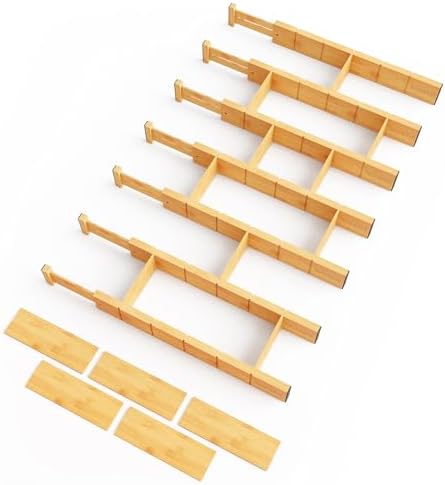 SpaceAid Bamboo Drawer Dividers with Inserts and Labels, Kitchen