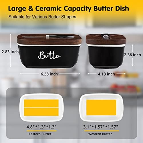 ALELION Black Butter Dish with Lid and Knife for Countertop - Airtight