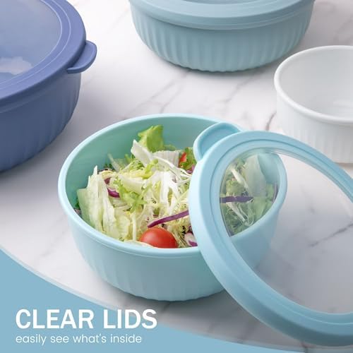 8 Piece Mixing Bowls with Lids Set BPA Free Nesting Plastic Kitchen