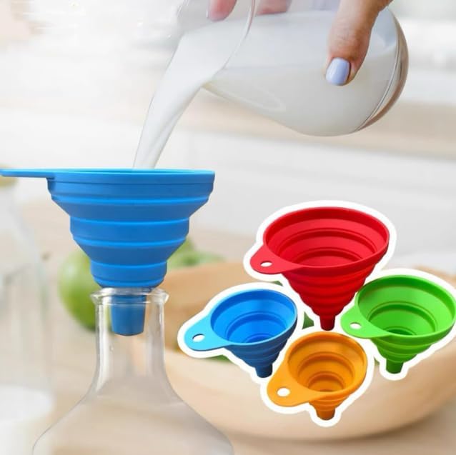 4 PCS Collapsible Silicone Funnel Kitchen Gadgets Accessories Small