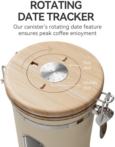 Veken Coffee Canister with Window, Airtight Stainless Steel Container