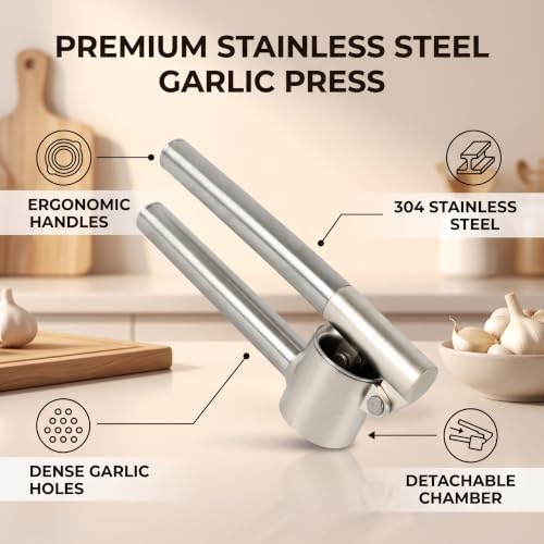 GLOGLOW 304 Stainless Steel Garlic Press