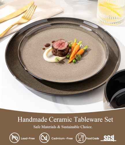 LERATIO Ceramic Dinnerware Sets for 8,24-Pcs Porcelain Plates and Bowls Set