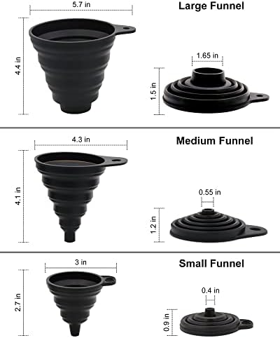 3 Sizes of Kitchen Funnel Set, Food Grade Funnels for Filling Bottles