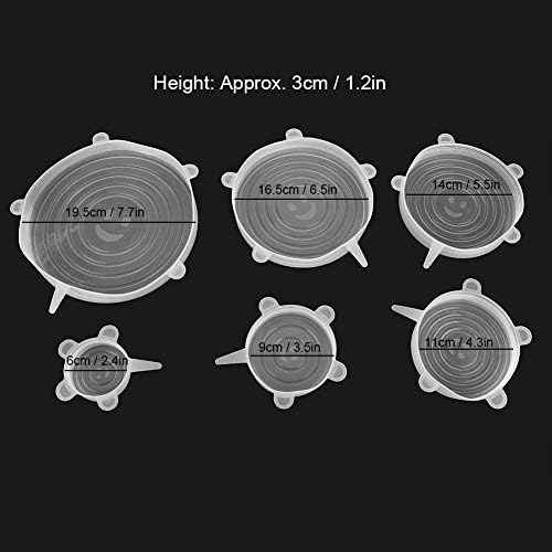 Silicone Stretch Lids, 6-Piece Transparent Bowl Covers