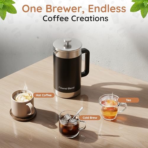 54 oz Stainless Steel French Press, Black