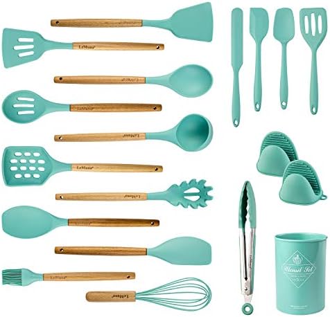 18-Piece Silicone Cooking Utensils Set, Teal