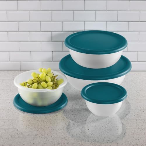 4-Piece Plastic Covered Bowl Set, BPA-Free Food Prep, Serving and