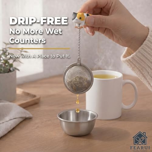Cute Tea Infuser for Loose Leaf Tea with Stainless Steel Drip Tray