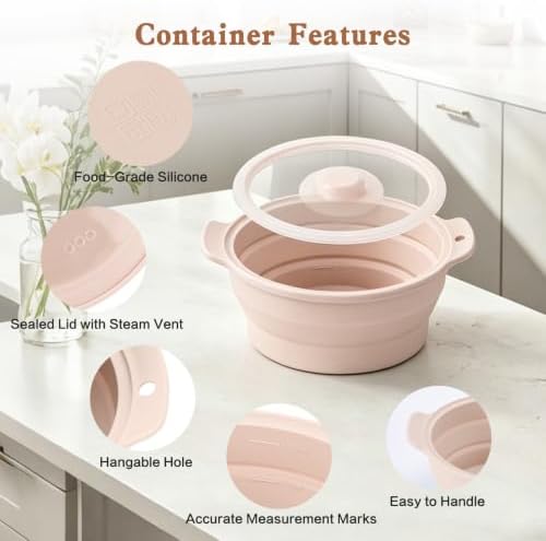 42oz Collapsible Silicone Microwave Steamer (Beige)