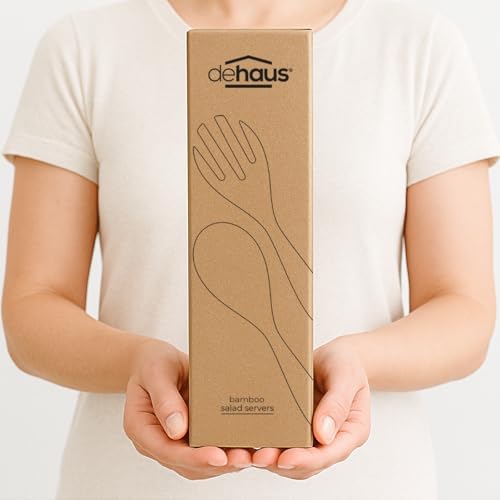 Dehaus® 12" Extra Large Bamboo Salad Servers - Wooden Salad Serving