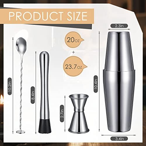 Tessco for you Cocktail Shaker Set, 16 Pcs Stainless Steel Bar Set