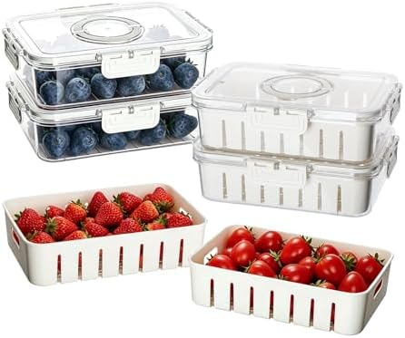 2 Pack Strawberry Containers with Handle and Mesh Screen