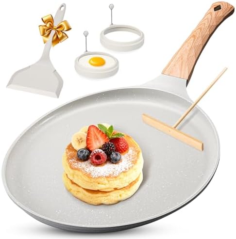 AOSION 11 Inch Nonstick Crepe Pan, Ceramic Coated Pancake Pan, Gray