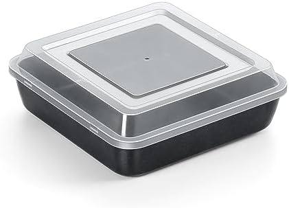 TeamFar 9x9 Inch Square Cake Pan with Lid, Non-Stick Square Baking Pan