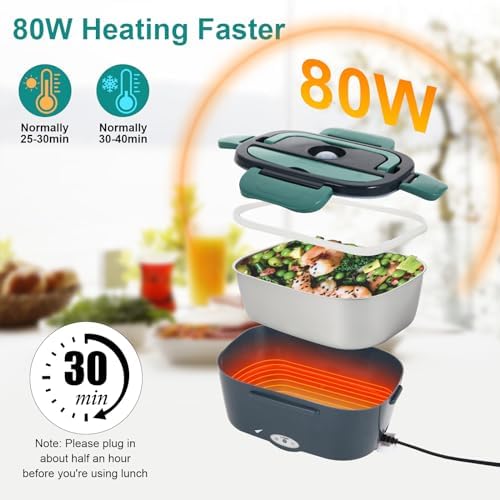 SOHIDA 1.5L Electric Lunch Box Food Heater, 80W Heated Lunch Box