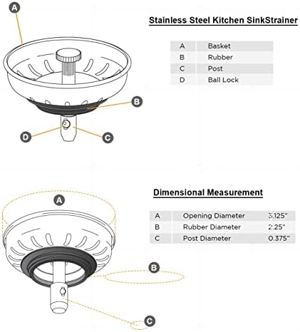 Highcraft 9754JO Stainless Steel Kitchen Sink Strainer