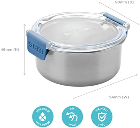 Smash Stainless Steel Snack Pot, Blue, 200 ml/ 6.7oz Capacity
